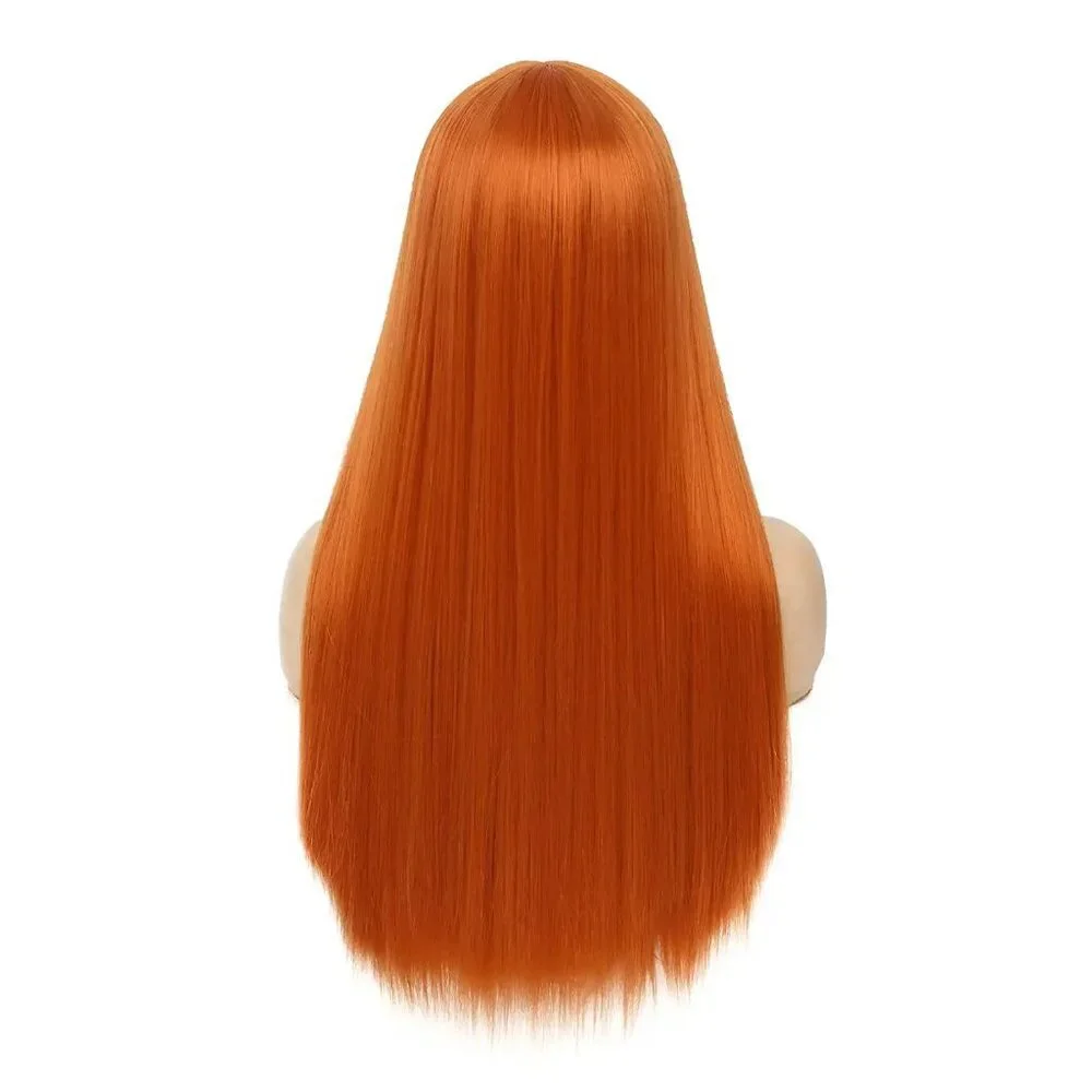 Orange Hair Wig with Bangs